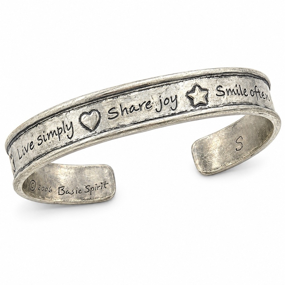 Vintage Basic Spirit Pewter Cuff Bracelet Size S Inspirational Quotes 2002